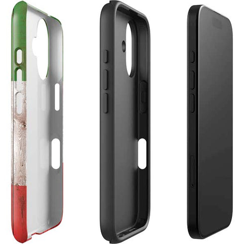 Italian Flag Dark Wood iPhone 16 Impact Case